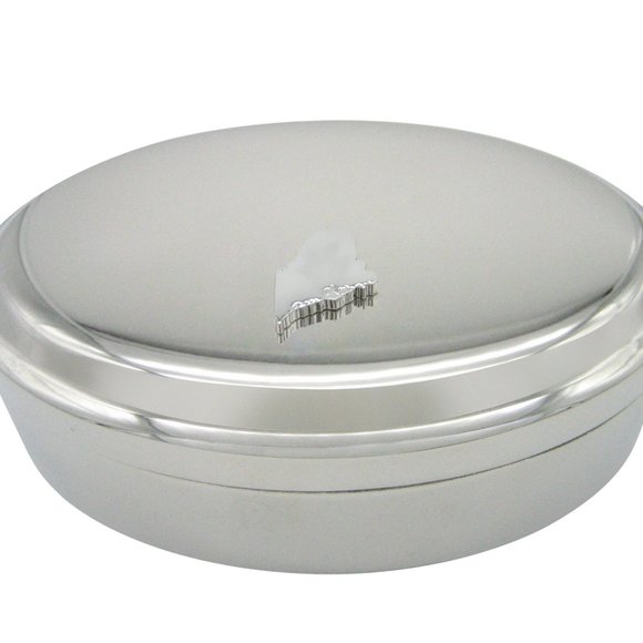 Maine State Map Shape and Flag Design Jewelry Box - Picture 1 of 2